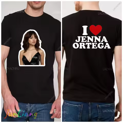 I love my girlfriend Jenna Ortega Men's T-shirt Vintage Fashion Casual Top Short sleeve Crew Neck Dr