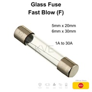 GLASS FUSE 30MM 250VAC 1AMP- 15AMP