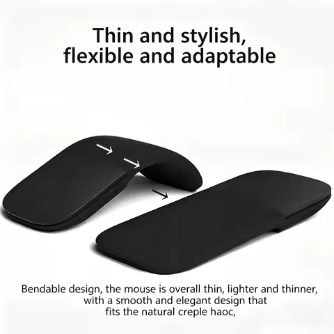 Dual-Mode Bluetooth/2.4G Slim Foldable Wireless Mouse,Silent Touch Arc Mouse Portable Travel Mouse F