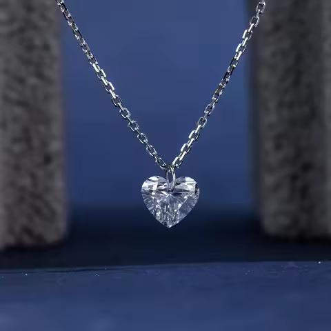 1CT Heart Shape Lab Grown Diamond Pendant 9K White Gold Necklaces For Women In Stock Support Wholesa