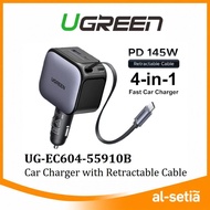 UGREEN CAR CHARGER PD 145W / 90W / 60W USB TYPE C  WITH  MULTI CHARGER,  AND RETRACTABLE CABLE