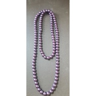Fashionable Purple Beaded Necklace Length 39 Inches