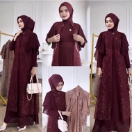 ￼(Jamin RealPict) 2IN1 GEORGINA DRESS INNER + OUTER BRUKAT TILLE PREMIUM / FREE BELT / SET GAMIS MAX