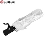 MEIHUAA Transparent Umbrella, Automatic Transparent Automatic Folding Umbrella, Portable 3-fold Fold