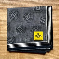 復古 Fendi Roma 灰色 Logo Monogram 方巾 手帕 棉質絲巾