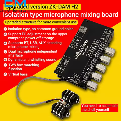 Isolation Type Low-noise Upgraded Karaoke Reverberation Board ZK-DAM H2 DC8-36V External Mic Bluetoo