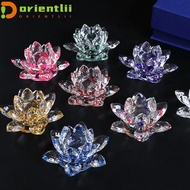 ORIENTLII Crystal Lotus Flower Figurine, Multi-Color Paperweight Table Ornaments Lotus Flower Orname