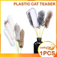 Plastic Cat Teaser With Fur 1PCS Pet Kitten Cat Toys Feather Teaser Interactive Fur Teaser Cat Stick