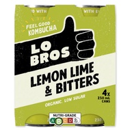 Lo Bros Organic Lemon Lime & Bitters Kombucha - 4 x 250ml