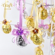 The Craft Decor 50pcs Bekas Bunga Telur Gantung With Ribbon Flower | Plastic Egg Souvenir Wedding | Doorgift Kahwin