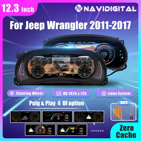 12.3 ''Digital Cluster Dashboard For Jeep Wrangler 2011-2017 Years Auto Lcd Paneel Snelheidsmeter Vi