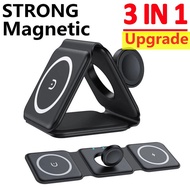 15W 3 in 1 Magnetic Portable Wireless Charger Pad for iPhone 14 13 12 XR Pro Max Apple Watch AirPods Fast Charging Dock Station