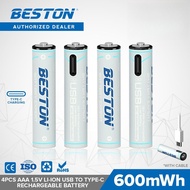 Beston AAA 1.5V Li-ion 600mwh USB to Type C Rechargeable Lithium Battery 3AC-18 with Cable
