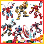 Compatible Lego Iron Man Marvel IronMan Spiderman Avengers Hulkbuster Lepin Thanos Mech Blocks Set Fit