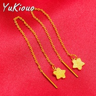 Yukiouo Jewelry 18k Gold Pawnable Saudi Gold Original Earrings for Women Korean Style Sweet Simple Star Drop Earrings Birthday Gift Engagement Gift Pure Gold Jewelry Pawnable Legit Sale Non Tarnish Hypoallergenic