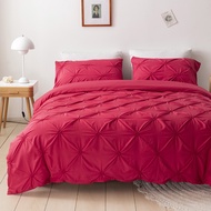 3pcs Bedding Cover Pinch Pleat Soft Microfiber Duvet Cover Bedding Set with Zipper Closure & Corner 