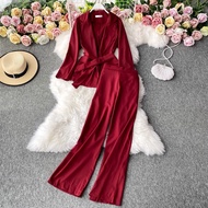 WOMEN CASUAL OFFICE WEAR SET ATTIRE COATXPANTS