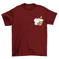 POPCLOSET xs-3xl cat bubble milk tea kucing cute cotton tshirt woman t shirt women men baju perempua