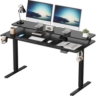 Furmax Electric Standing Desk With Monitor And Laptop Workstation, 55 X 24 Inches Height Adjustable 