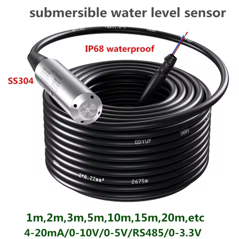 Submersible Water Level Sensor 0-10V 4-20mA Water Level Transmitter 0-5m Liquid Level Sensor RS485 L