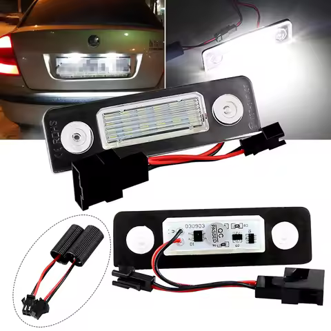 2X White Canbus Error Free LED License Number Plate Light for Skoda Octavia MKII 1Z A5 09-13 Roomste