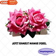 Jepitan Rambut Korea Bunga- Kep Rambut Jepit bunga mawar bludru -Kep Hiasan Rambut Mawar