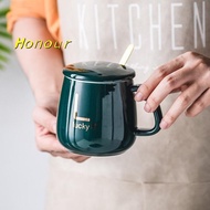 [Honour-t] 400ml Ceramic Mug Gift Set Handheld Coffee/Tea Cup With Spoon Thermostatic Coaster In Gif