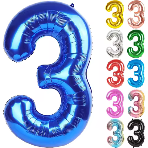 32Inch Multicolor Number 3 Balloon Large Number Balloons 0-9 Boys Girls Birthday Decoration Women Me