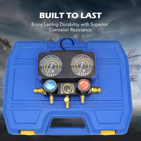 Refrigerant Charge & Diagnostic Kit, 3-Way Manifold Meter, R22, R134a, R410a, R32 Air Conditioner Re