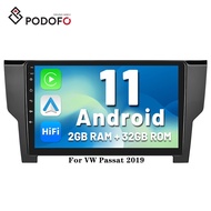 Podofo 10 inch Android 11 Car Radio For VW/Passat 2019 Autoradio Carplay Android Auto GPS Wifi Hifi Audio FM RDS