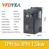 VFDYEA 220v 1phase to 3phase  1.5KW 2hp Economical VFD Variable Frequency Drive Converter Inverter Motor Speed Controller