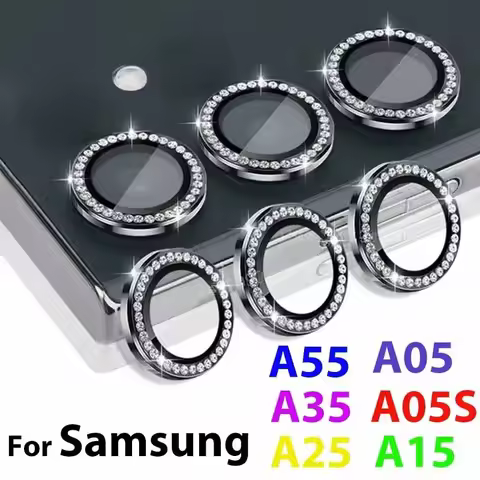 Diamond Camera Ring For Samsung A55 A35 A54 A34 5G A14 A24 4G Tempered Glass Camera Lens Protector A