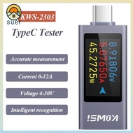 SUERHD Current and Voltage Monitor, PD Type-C Power Meter Tester,  DC 4-30V 0-12A Battery Capacity K