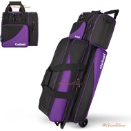 3+1 Ball Bowling Rolling Bowling Roller Bag with Retractable Handle for Balls and Accessories - beg 