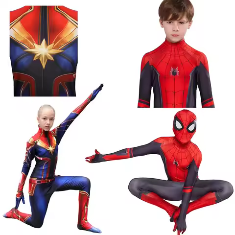 Super Hero Cos Jumpsuit Spider-man Cosplay Costume Avengers Cap-tain Carol Cosplay Bodysuit Hallowee