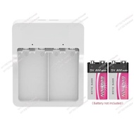 9v Rechargeable Battery Charger + LED Indicator 2-slot Cradle Charging  Lithium/NiMH Battery 9v Batt