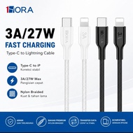 1HORA CAB258 CAB273 Type C to Lightning Data Cable 27W PD Fast Charging 3A Nylon Braided for Iphone 