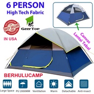 Double Layer Camping Tent 6 Person Geertop Khemah Camping 6 orang Lantai Canvas Waterproof Tent