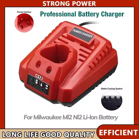 For Milwaukee M12 N12 Lithium-Ion Battery 3A Fast Charging Replacement 48-11-2401 48-11-2402 C12B C1