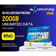 CelcomDigi Prepaid 5G Edisi Biru Celcom Sim card Celcom prepaid 5G Special number celcom