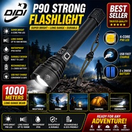 DIDI XHP90 LED Flashlight Strong Light Rechargeable Torch Light Waterproof  Zoom Flashlight Hunting 