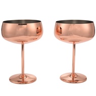【Ready Stock&COD】2/4PCS Copper Coupe Champagne Glasses Set of 4 Stainless Steel Vintage Martini Cock