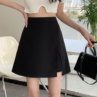 Plus size Black Split Skirt 2024 Summer New Chubby Girl High Waist Slimming Short dress Irregular A- Line Skort