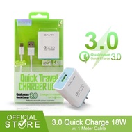 BAVIN【PC658】Qualcomm3. 0 Fast Charging Travel Adapter And 1m Charging Cable