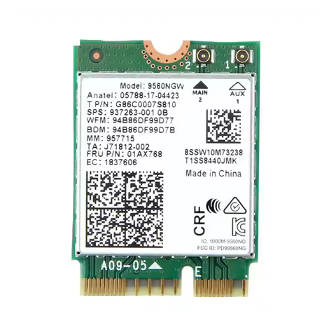 9560NGW WiFi Card 1730Mbps Wireless AC 9560 Dual Band 2.4G+5G Bluetooth 5.0 802.11Ac M.2 CNVI 9560NG