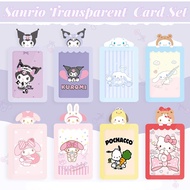 Cartoon Sanrio Card Sleeve Kuromi Melody Cinnamoroll Transparent Student Bus Card Card Set Cute Stud