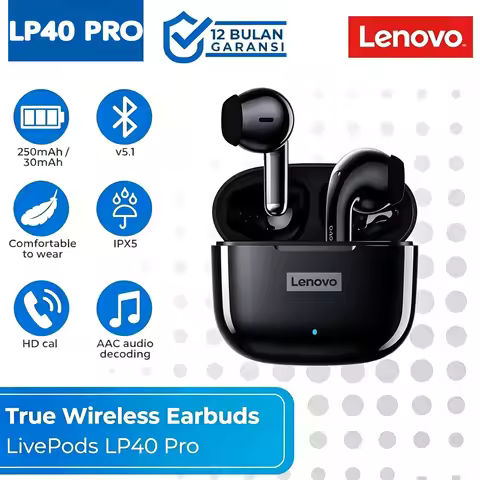 Lenovo LP40 Pro Wireless Earbuds Bluetooth 5.1 25H Playtime USB-C Fast Charge Deep Bass Touch Contro