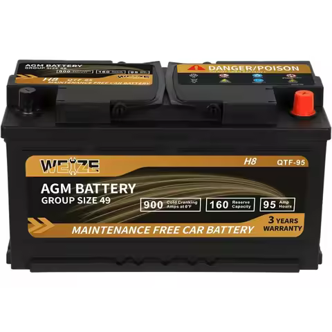 AGM Automotive Battery 12V 95Ah H8 Size 49 160RC 900CCA Platinum Finish 36 Months Warranty 13.9L x 6