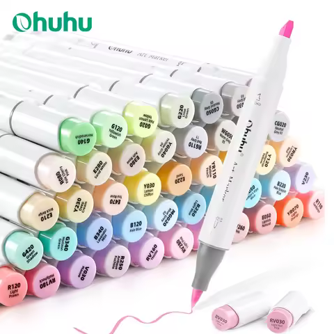 Ohuhu Honolulu 48 Pastel Colors Marker Pen Set Alcohol Art Markers Refillable Dual Tips Sketching Dr