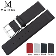 MAIKES 16mm 18mm 20mm 22mm Genuine Leather Watch Band High Quality Thin Soft Brown Watch Strap Case